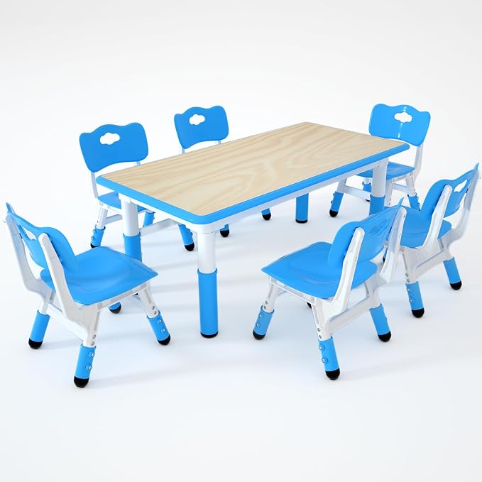 Kids Table and 6 Chairs Set，Height Adjustable Children Table & Chair，Toddlers by Unknown