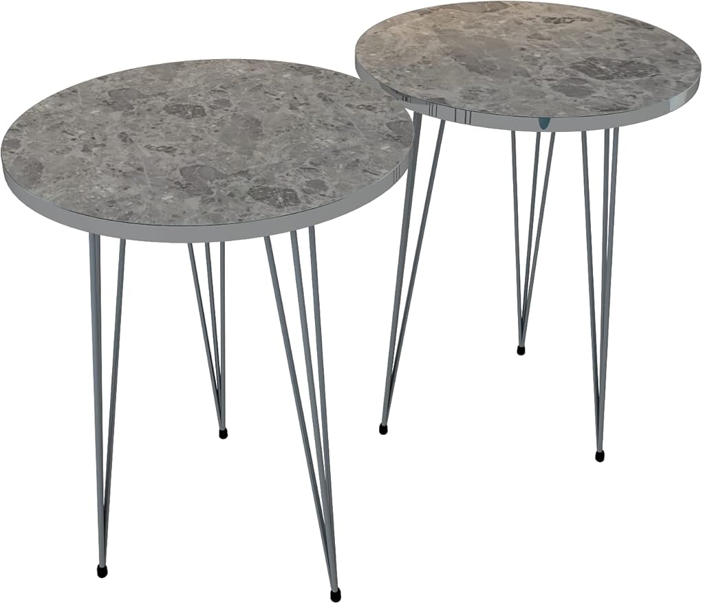 PAK HOME Set of 2 End Tables Round Wood Sofa Side Coffee Tables - Image 5