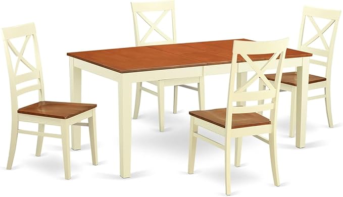 East West Furniture NIQU5-WHI-W 5 Piece Dining Set Includes a Rectangle Dining by EastWestFurniture