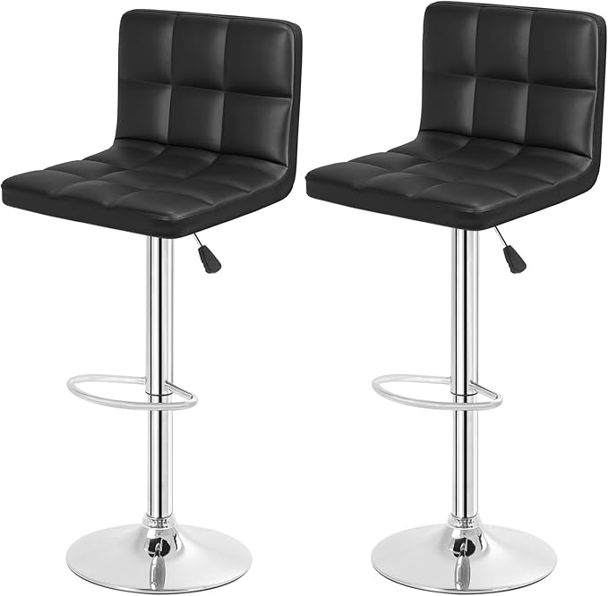 BestOffice Bar Stools Set of 2, Adjustable PU Leather Swivel Barstools by BestOffice