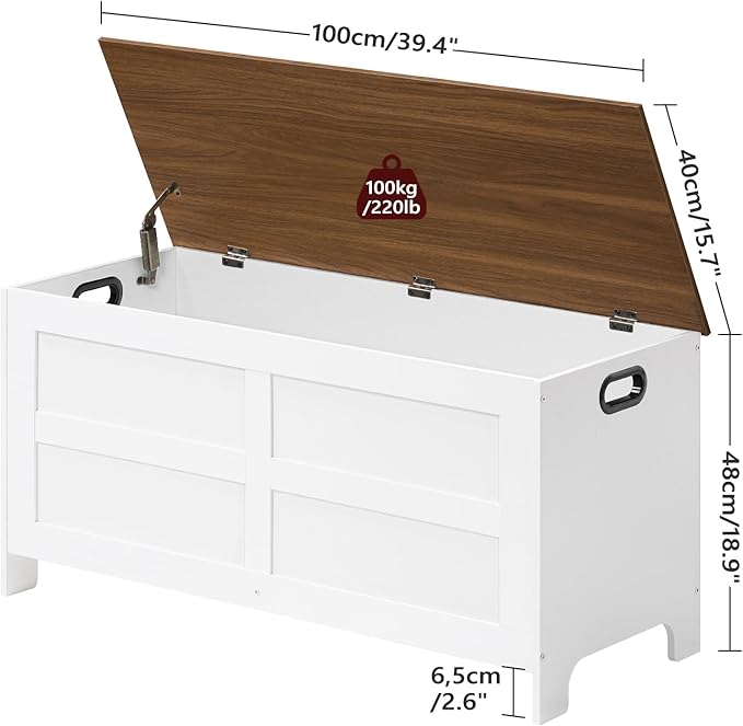 Storage Chest, 39.4” Large Toy Chest, Entryway Storage Trunk, Storage Bench - Image 2