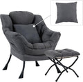 Lazy Chair with Ottoman, Comfy Reading Lounge Chair with Footstool & Throw by YOTATING