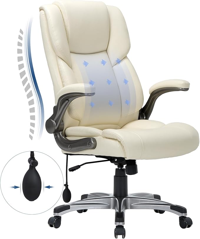 COLAMY High Back Executive Office Chair- Ergonomic Home Computer Desk Leather by COLAMYINC