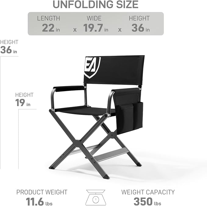EVER ADVANCED Aluminum Lightweight Directors Chair Foldable, Folding Studio - Image 3