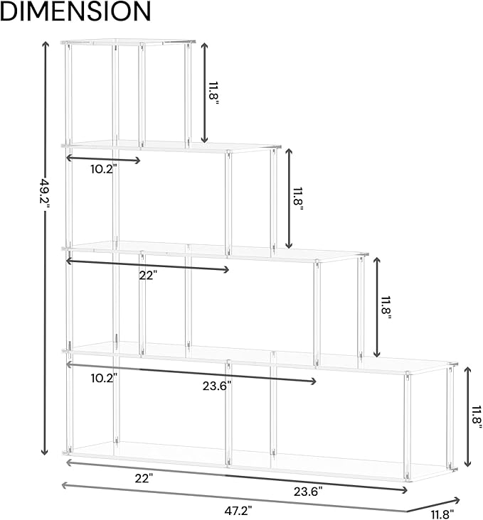 5-Tier Acrylic Stepped Bookshelf - Image 3