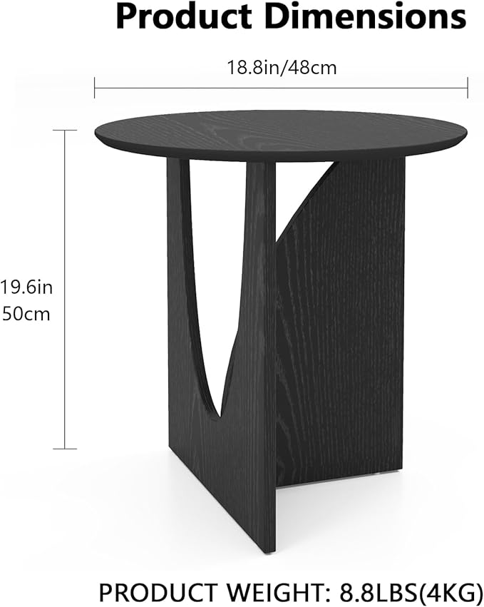 Round Black Side Table, Unique End Table and Small Coffee Table - Image 3