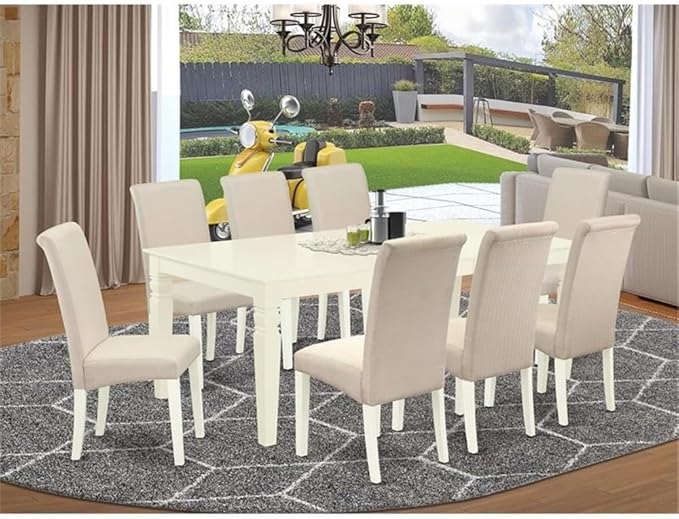 East West Furniture LGBA9-LWH-01 9 Piece Dining Room Set Includes a Rectangle - Image 2