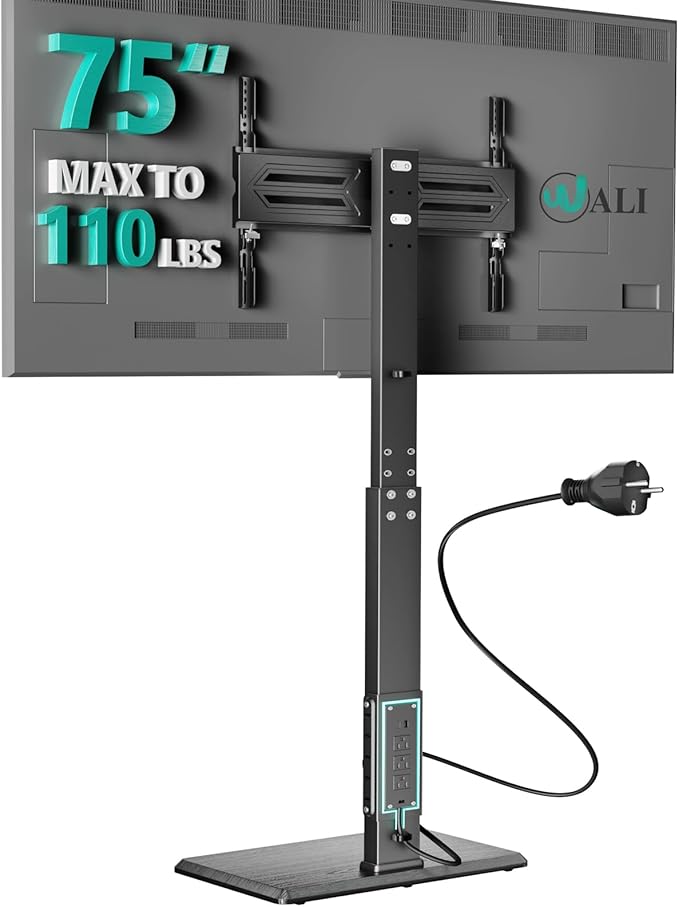 WALI Floor TV Stand with Power Outlet, Tall TV Stand Mount by WALI