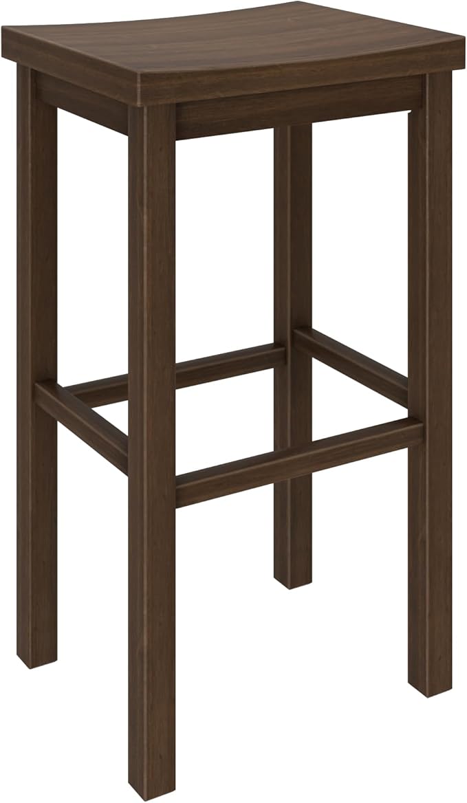 Grain & Grove Smith Collection Solid Wood Bar Stool, 30 inch Saddle-Seat Bar - Image 7