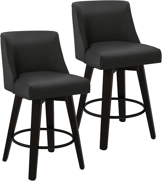 Counter Height Swivel Bar Stools Set of 2, 26 Inch Bar Stools by AMICLIBER