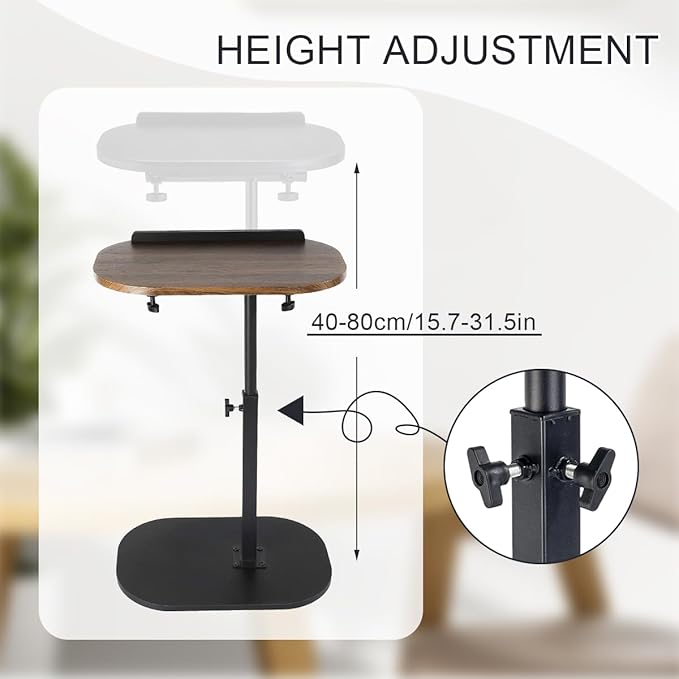 Comeon C-Shaped Tv Tray Pedestal Side Table, End Table Adjustable Height in - Image 3