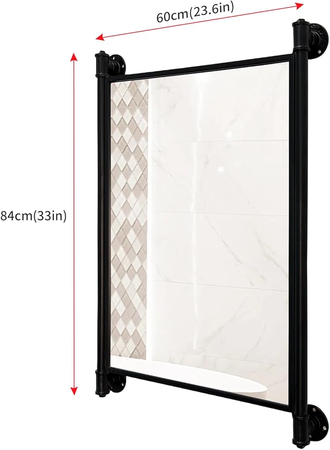 Industrial Pipe Mirror for Bathroom, Rectangle Iron Wall Mirrors for Living - Image 2