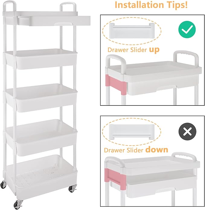 Calmootey 5-Tier Rolling Utility Cart - Image 6