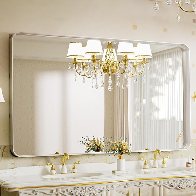 Bathroom Mirror 30x48 inch, Modern Round Corner Bathroom Vanity Mirror - Image 4