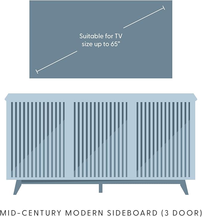 Plank+Beam Mid-Century Modern Wood TV Stand, Three Door Solid Wood - Image 7