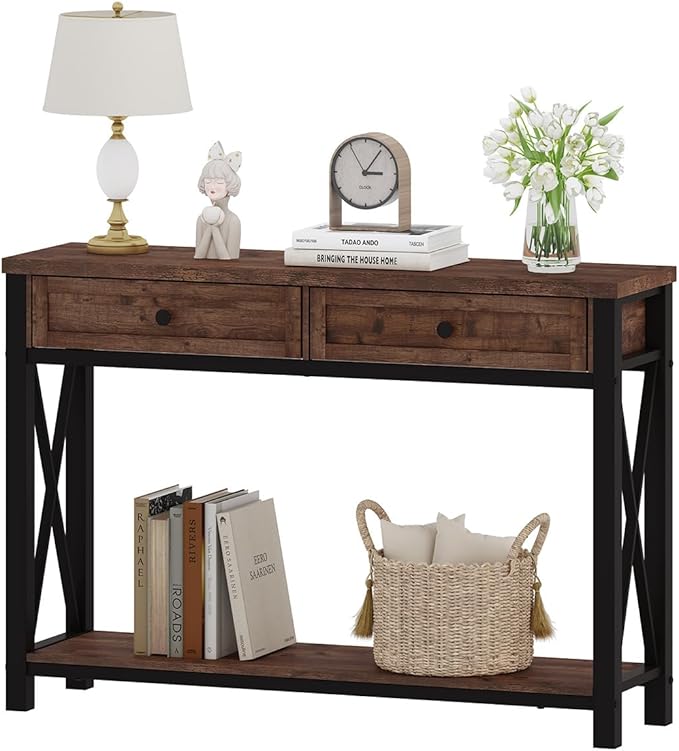 BON AUGURE Console Table with 2 Drawers, Entryway Tables with Storage, Sofa - Image 9