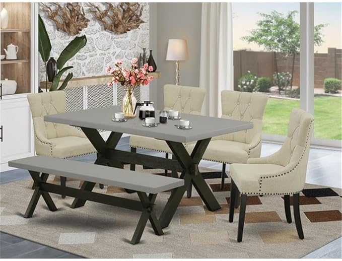 East West Furniture X696FR102-6 6 Piece Dining Set Contains a Rectangle Dining - Image 2