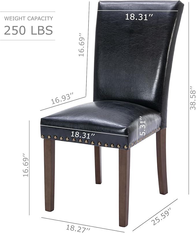 COLAMY Upholstered Parsons Dining Chairs Set of 4, PU Leather Dining Room - Image 3