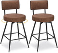 Bar Stools Set of 2, 25 Inch Swivel Bar Stools Bar Chairs, Faux Leather Counter by FLYZC