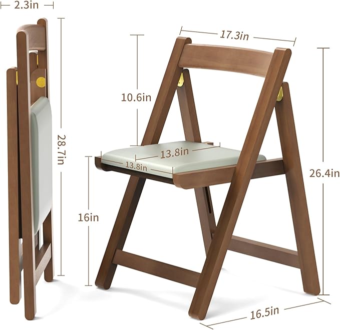 Premium Solid Wood Folding Chair – Nordic Style Padded Seat, Space-Saving - Image 3