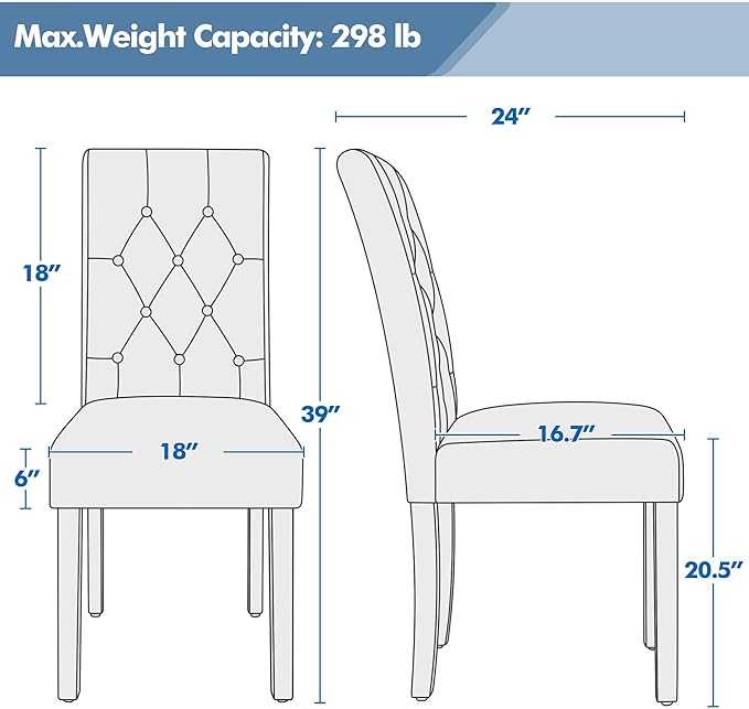 Yaheetech Dining Chairs Set of 2 Modern Style Faux Leather Dining Room Chairs - Image 3