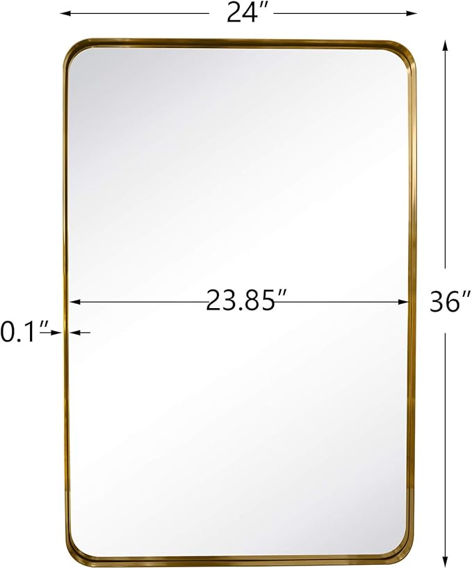 TEHOME 24x36 Brushed Gold Metal Framed Bathroom Mirror - Image 4