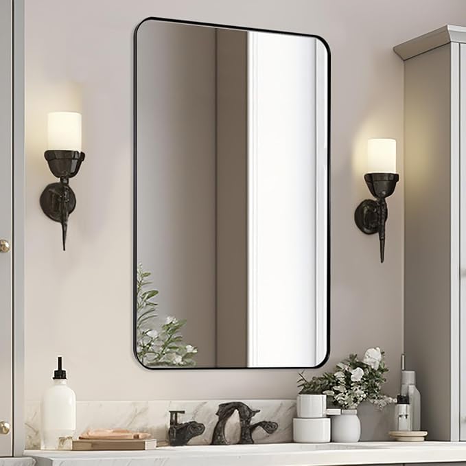 Black Mirrors for Bathroom, Modern Metal Frame Bathroom Vanity Mirror for Home by Mirrorartmirror