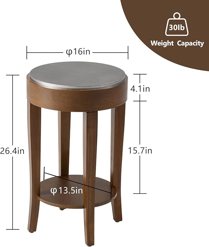 COSIEST Round End Table, 2-Tier Classic Brown Side Table, Farmhouse Wood Accent - Image 2
