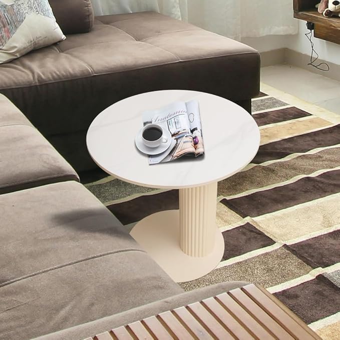 Side Table with Marble Top Metal Roman Colum End Table Modern Sofa Side End - Image 7