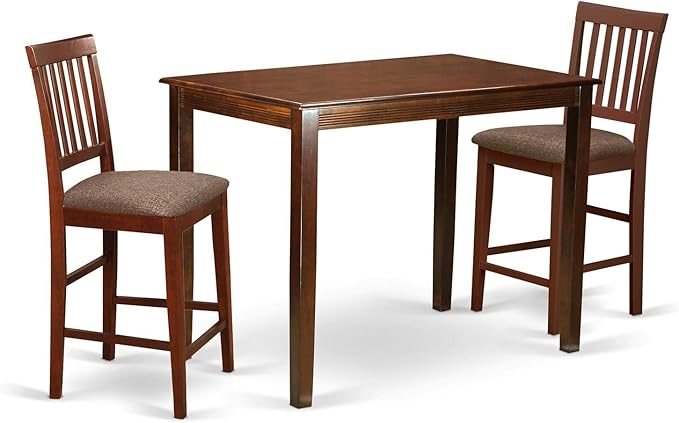 East West Furniture YAVN3-MAH-C 3 Piece Kitchen Counter Height Dining Table Set by EastWestFurniture