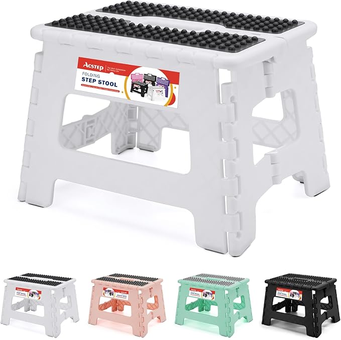 ACSTEP 9 Inch Folding Step Stool 300 LB Capacity Non Slip Foot Stool by ACSTEP