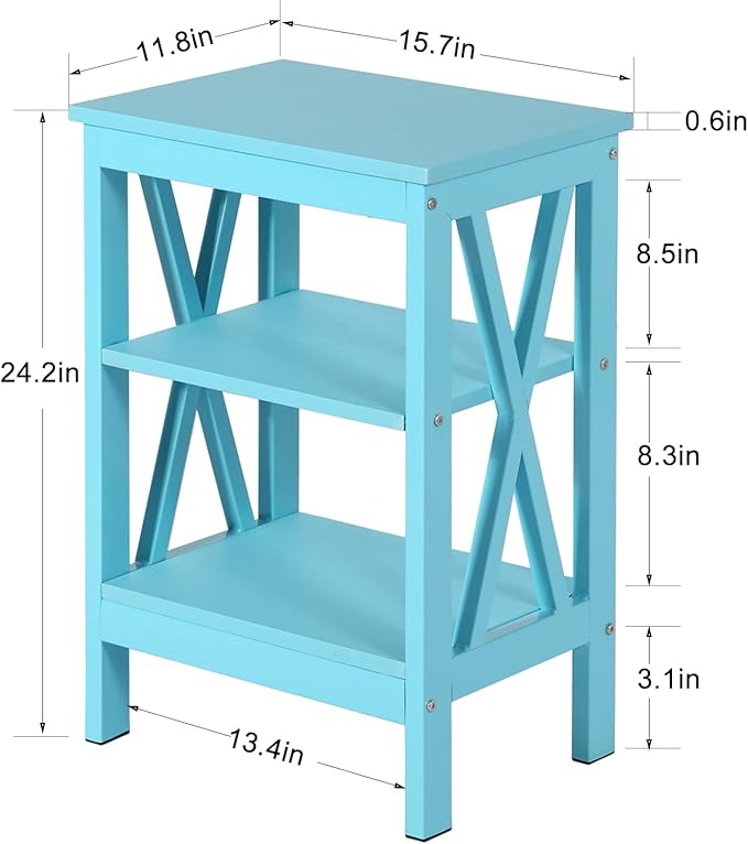 VECELO Modern Nightstands X-Design Side End Table Night Stand - Image 3