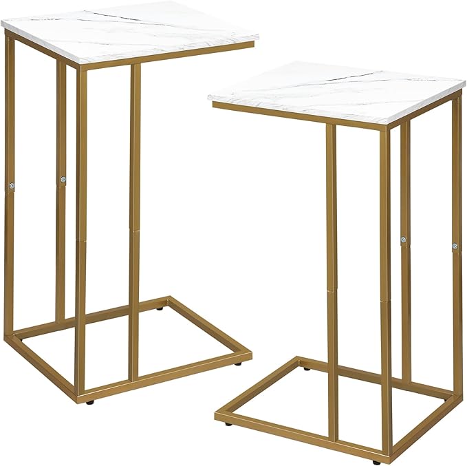 C Shaped End Table Set of 2, Small Side Table - Image 9