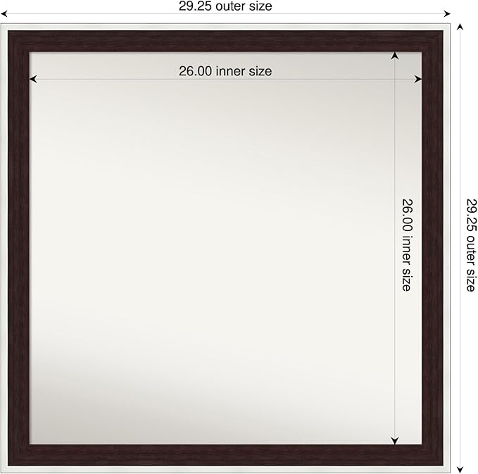 Amanti Art Bathroom Mirror for Over Sink, 29x29 Maya Espresso Silver Square - Image 3