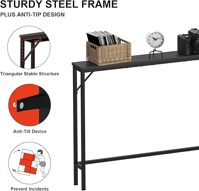 Tohomeor 5.9" Skinny Behind Sofa Console Table - Image 7