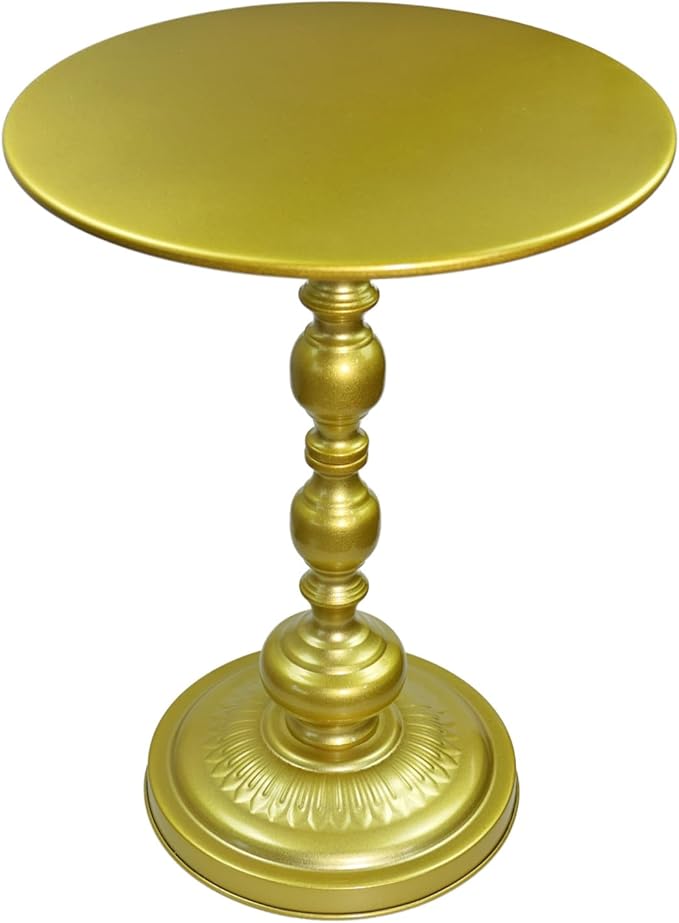 Benkyo Gold Round End Side Table Modern Metal Pedestal Spindle Side Tables by Benkyo