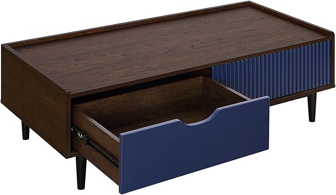 Manhattan Comfort Duane Mid Century Modern Ribbed Nightstand and Coffee Table - Image 11