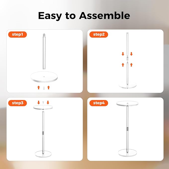 Acrylic Drink Table for Small Spaces, Round End Table for Living Room, Easy - Image 7
