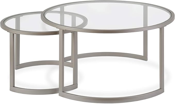 Henn&Hart Round Nested Coffee Table in Satin Silver, by HennHart