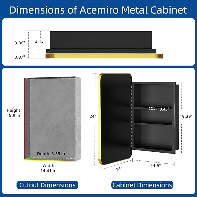 16x24 Inch Mirror Medicine Cabinet - Image 2