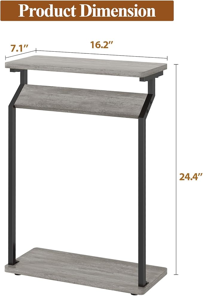 Narrow Side Table for Small Spaces, Slim Couch Tray Table, Skinny Thin End - Image 2