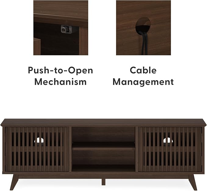 Plank+Beam Mid-Century Modern Wood TV Stand, Solid Wood Entertainment Console - Image 4