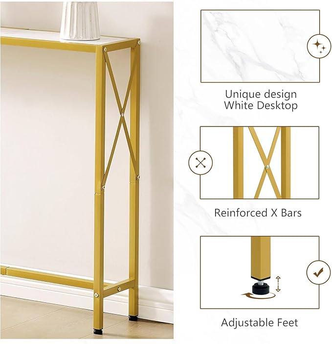 70" Gold Sofa Table, Console Table, Behind Couch Table, Entryway Table Skinny - Image 4