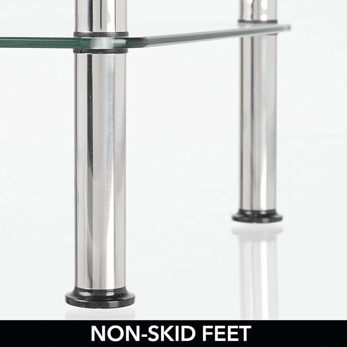 mDesign Metal/Glass 3-Tier Storage Tower, Narrow Shelving Display Unit - Image 5