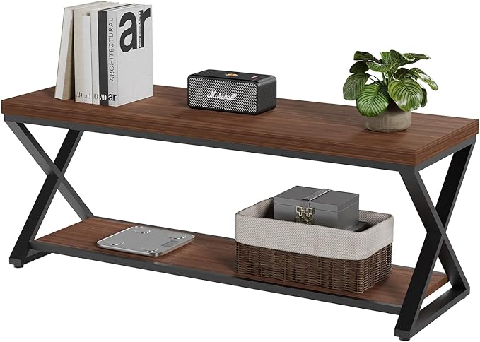 IBF Wood Entryway Bench Indoor, Industrial Wooden Metal Entry Shoe Storage - Image 9