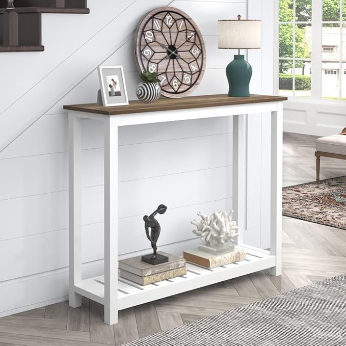 FOLUBAN Farmhouse Sofa Table, Rustic Vintage Console Table - Image 3