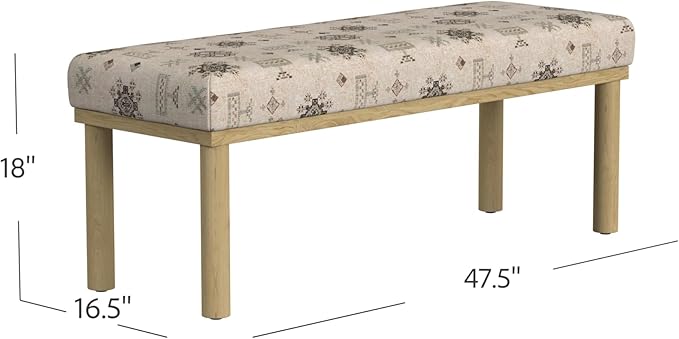 HomePop Oslo Decorative Bench -Cream Contemporary Global Pattern - Image 3