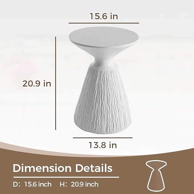 COSIEST Outdoor Side Table, Mushroom Shaped MgO Accent Table, Lightweight Patio - Image 2