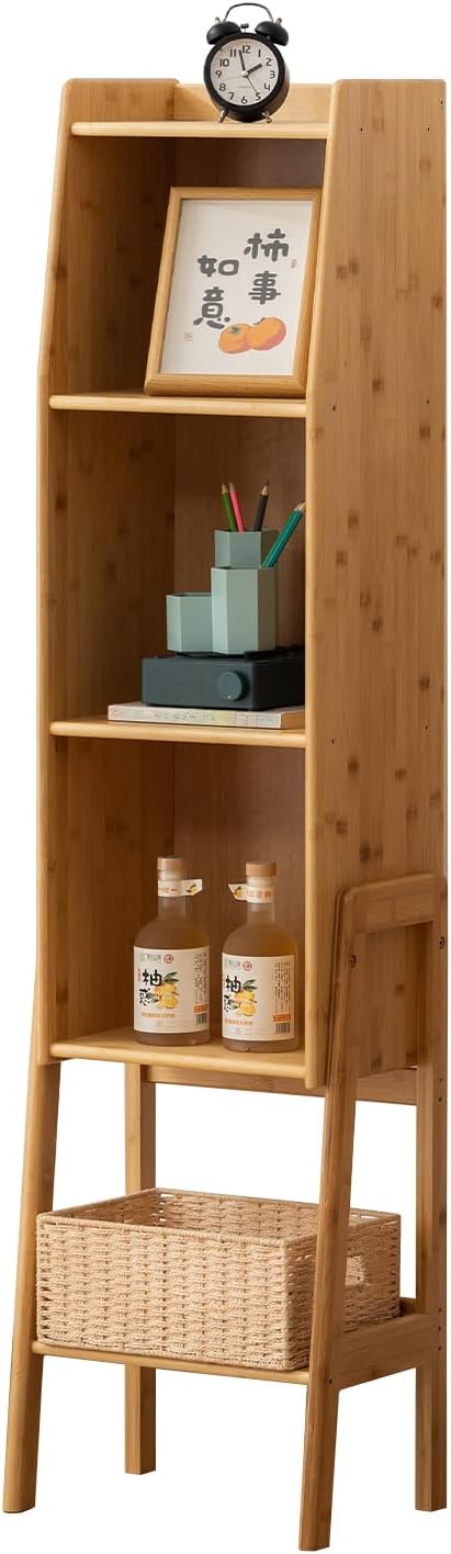 4 Tier Bamboo Bookcase, Classical Modern Bookshelf, Dispaly Shelves, Bamboo by SOBIBO
