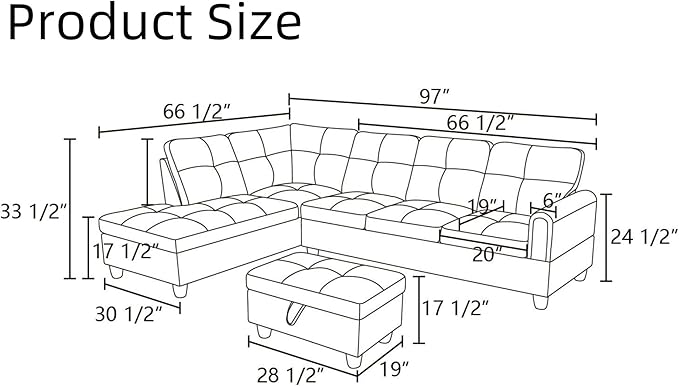 Convertible Leather Sectional Couch, Modern L Shaped Couch - Image 2